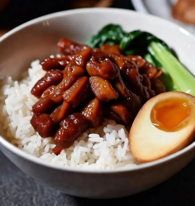 Braised Pork Belly & Egg with Rice Vegy